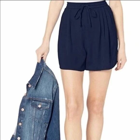 J Crew High Rise Dressy Pull On Tassel Drawstring Waist Tie Short XXS Navy Blue - Picture 12 of 15